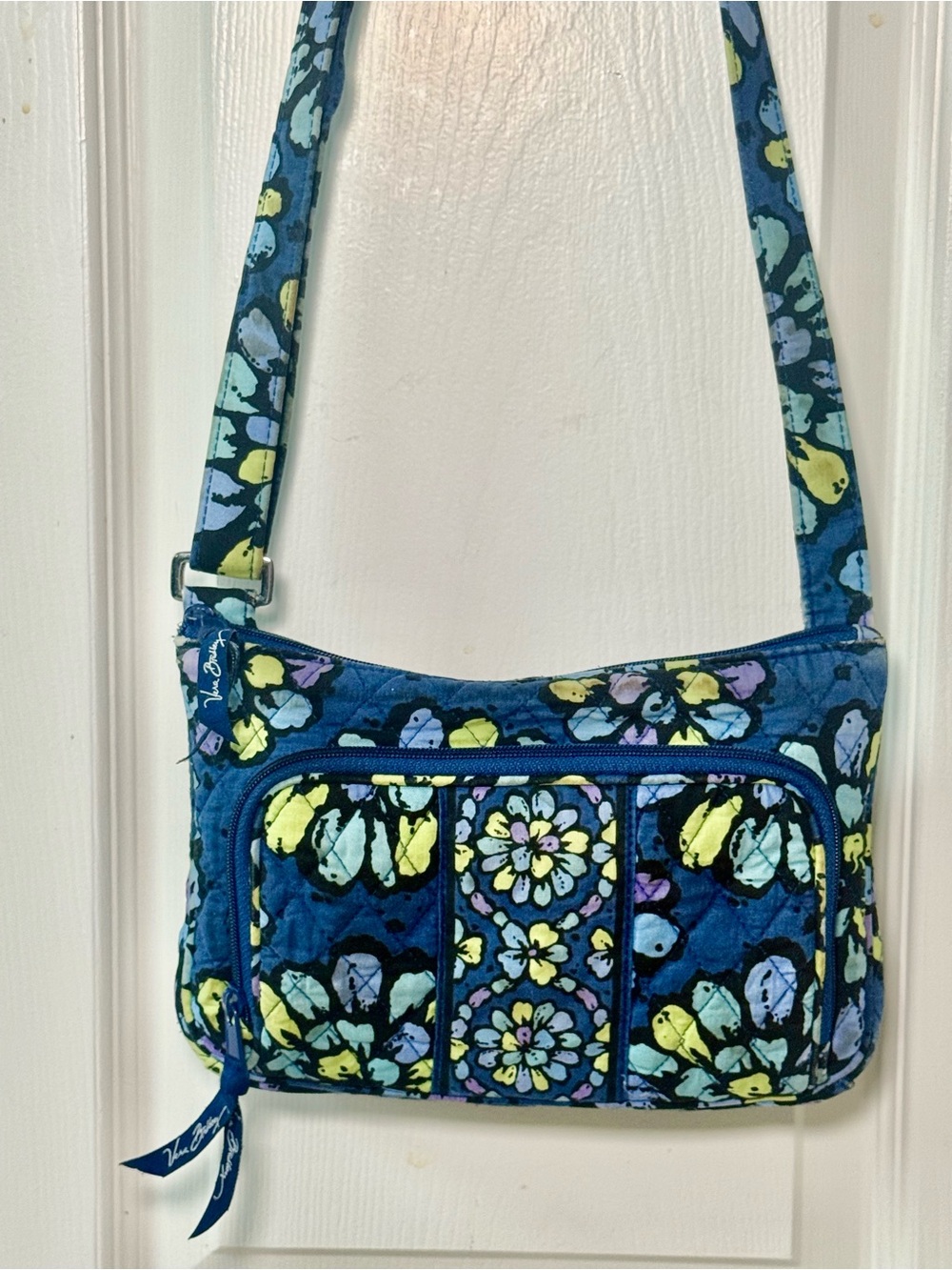 Vera Bradley Butterfly Quilted Crossbody Bag Blue Purple Adjustable Strap